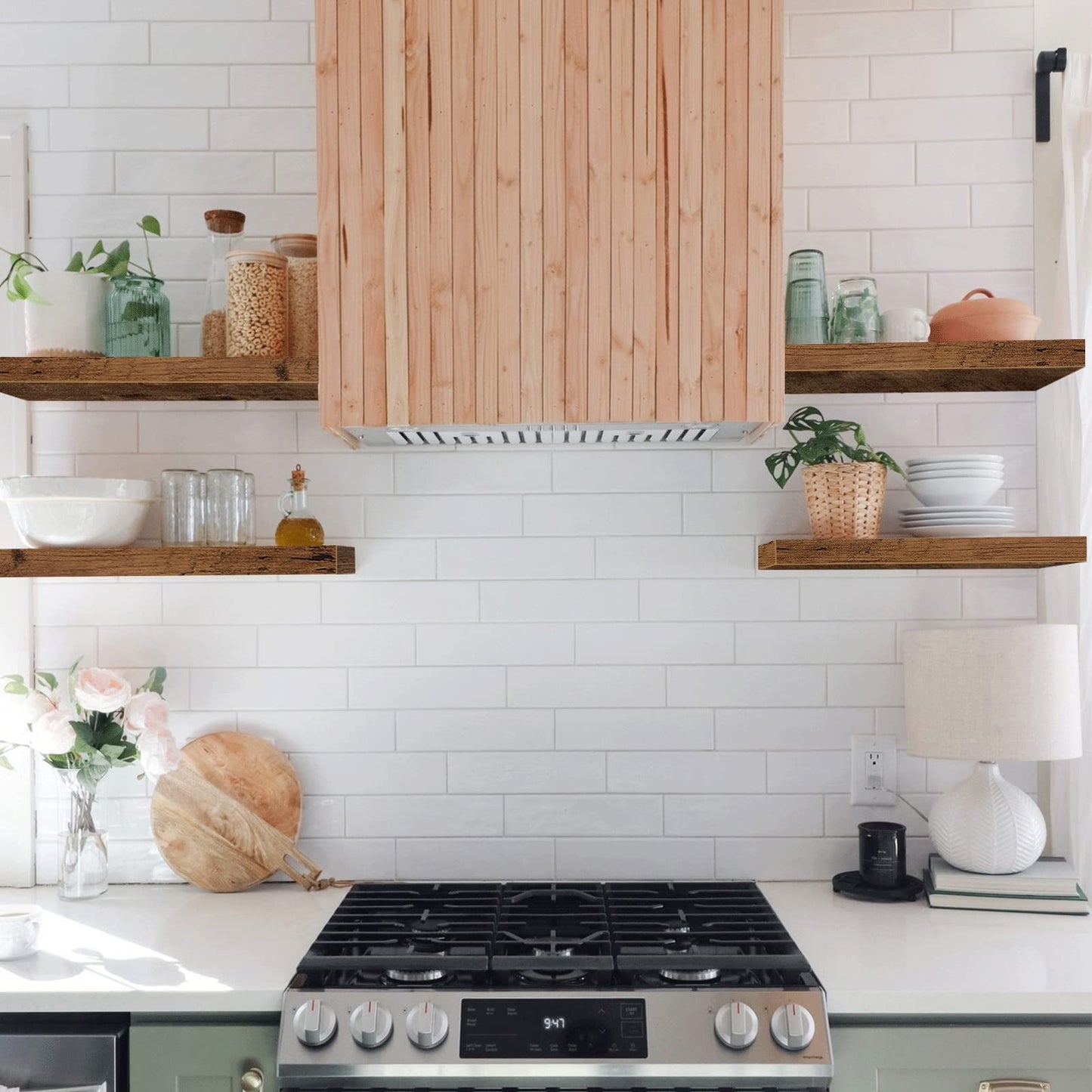 Bathroom Floating Wall Shelves Set of 2 – Rustic Brown 15.7”
