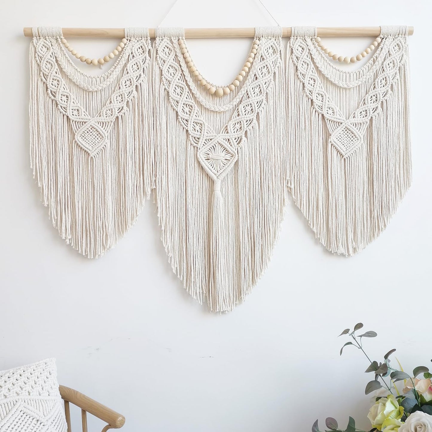 Large Macrame Wall Hanging – Boho Woven Tapestry 43” x 32”