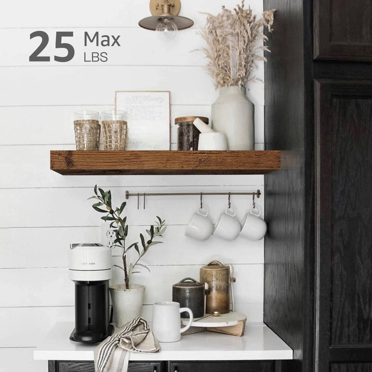 Bathroom Floating Wall Shelves Set of 2 – Rustic Brown 15.7”