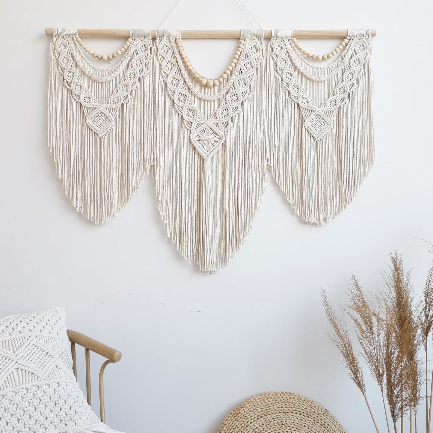 Large Macrame Wall Hanging – Boho Woven Tapestry 43” x 32”