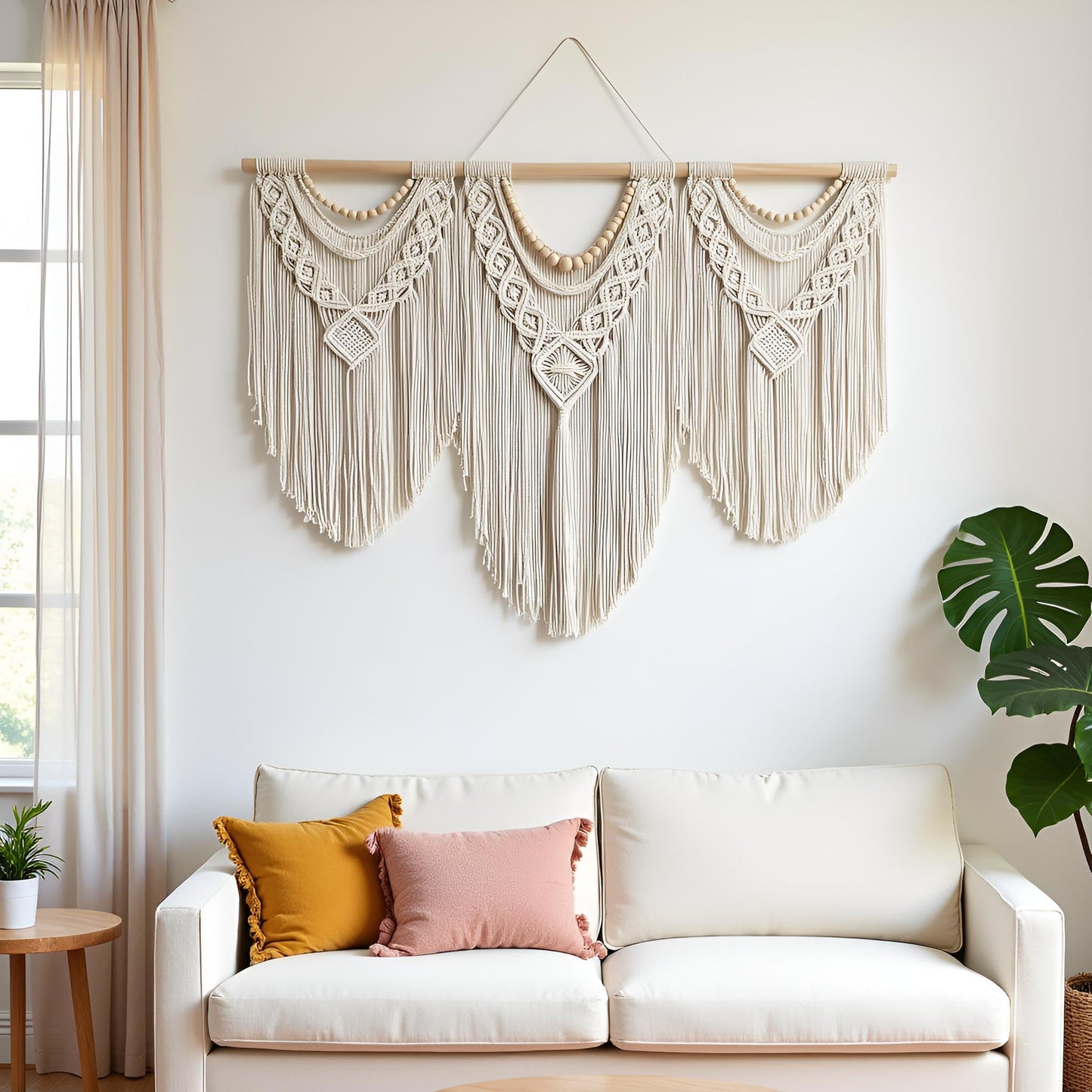 Large Macrame Wall Hanging – Boho Woven Tapestry 43” x 32”