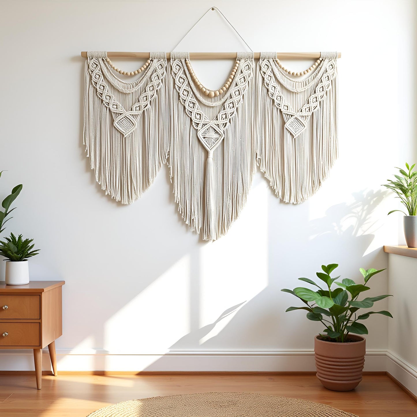 Large Macrame Wall Hanging – Boho Woven Tapestry 43” x 32”