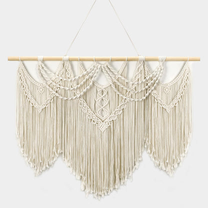 Large Macrame Wall Hanging with Tassels – Boho Tapestry 43” x 32”