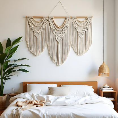 Large Macrame Wall Hanging – Boho Woven Tapestry 43” x 32”